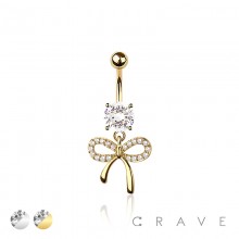 316L SURGICAL STEEL MULTI CZ RIBBON BELLY BUTTON NAVEL RING 